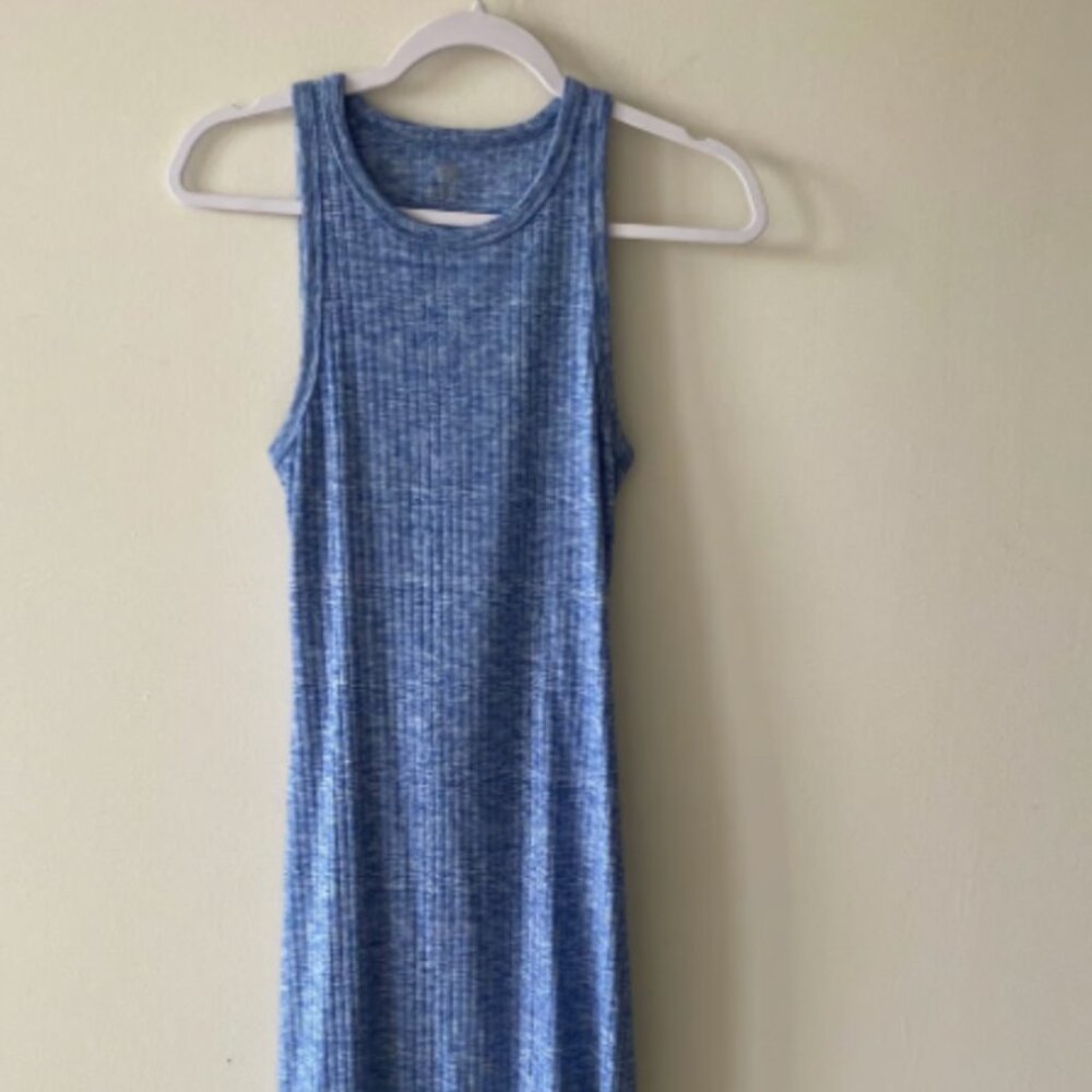 Aerie Blue Ribbed Tank Dress Cutout Back Medium